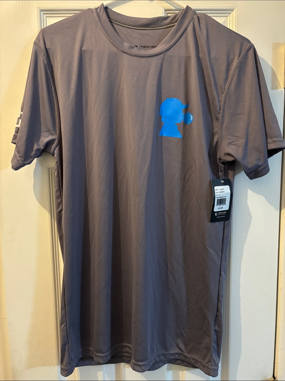 Perfect Game Men's Short-Sleeve Crew Tee in Gray with Blue Logo